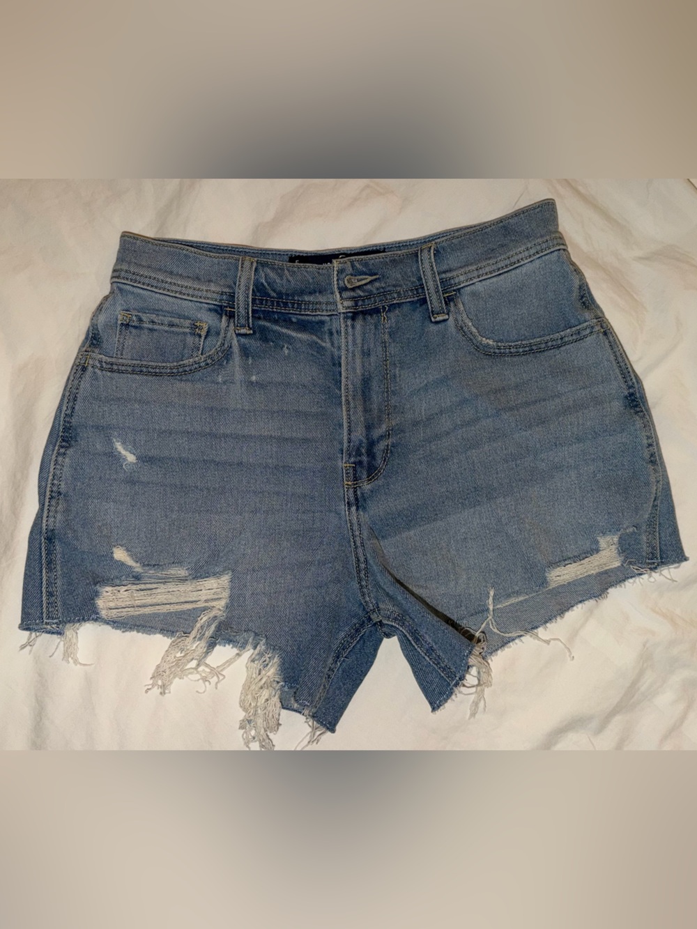 Hollister Light Blue Vintage High-Waist Denim Cutoff Shorts
